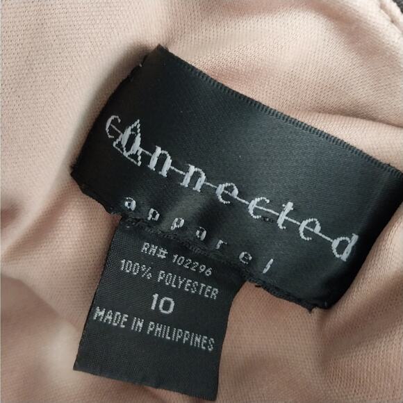 CONNECTED APPAREL! SHEER, FINEST BLACK NET OVER NUDE BEIGE, DREAMY DRESS! SZ 10 - Picture 9 of 10